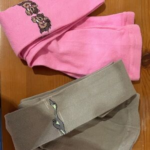 Kids Cartoon Print Pink and Gray Tights